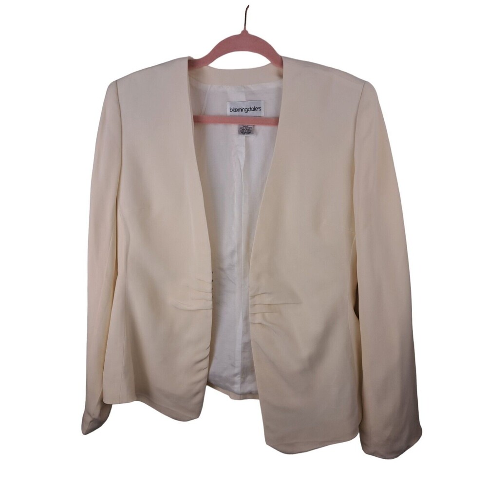 BLOOMINGDALE 100% Cream SILK BLAZER Vintage size 12P